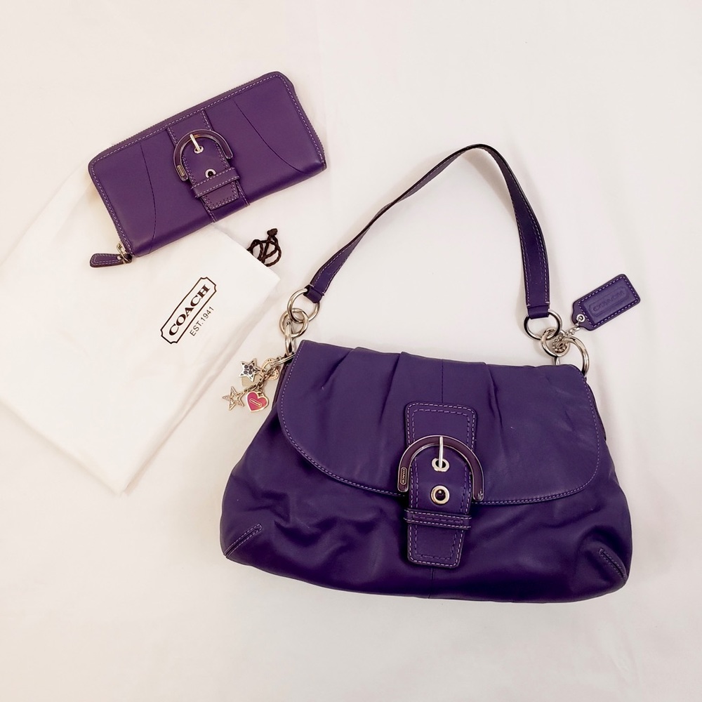 Coach Leather Soho Flap Satchel w/matching wallet
